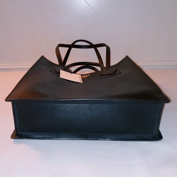 Anne Klein Black Sandra Shopper Tote with Matching Pouch Set - Picture 3 of 9